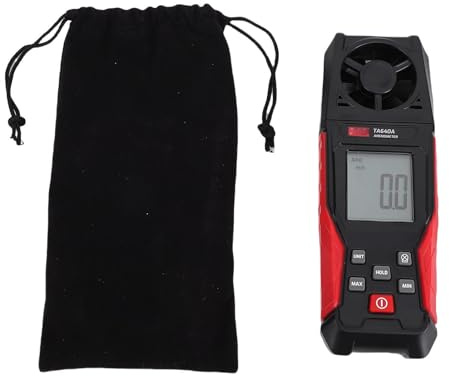 Anémomètre numérique, anémomètre portatif, compteur de vitesse du vent à 8 palettes, débitmètre d'air numérique avec écran LCD rétroéclairé, jauges de température de vitesse du