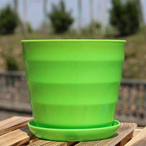 Pumixiy Vasi da giardino dal design versatile con vassoio di drenaggio, vasi da fiori in plastica con trama realistica per piante, eleganti vasi imitazione per la decorazione del balcone (è verde)