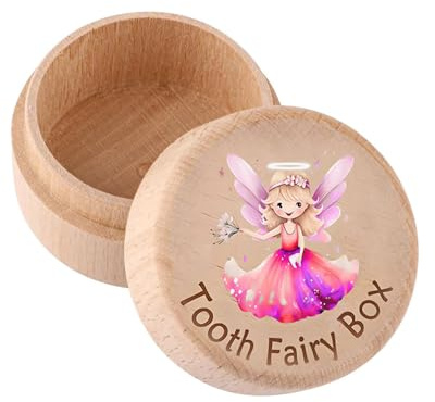FUGLUS Caja de Dientes, caja de dientes de leche para niñas, Madera para Guardar, Recuerdos de Dientes Lindos, Borde Liso Guardar, regalos creativos de bautizo