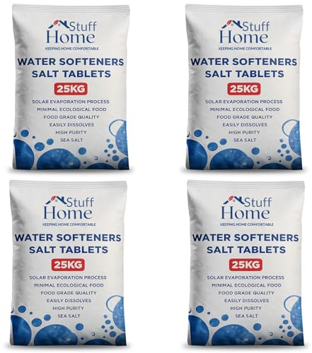 Home Stuff Water Softener Salt Tablets 10kg Pack of 4 – High-Purity Food-Grade Salt for All Water Softeners, Fast-Dissolving, Limescale Protection, Hard Water Treatment, Compatible with All Machines
