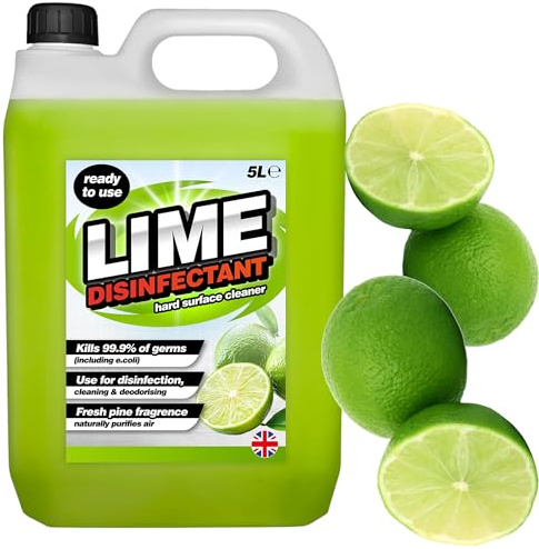 5L Lime Disinfectant Ready To Use Powerful Multi-Purpose Cleaner For Kitchens, Toilets, Drains, Sinks, Floors, Banisters & Showers (1, 5 Litres)