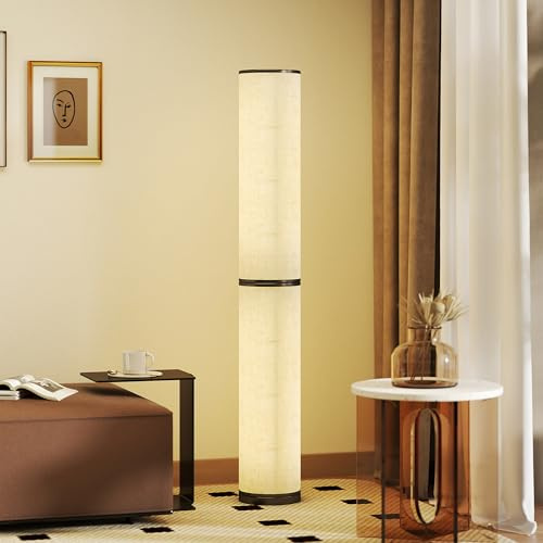 HOMCOM Dimbar LED-golvlampa med magnetisk fjärrkontroll, fotbrytare, justerbar färgtemperatur 3 000–6 000 K stående lampa för vardagsrum och sovrum, beige