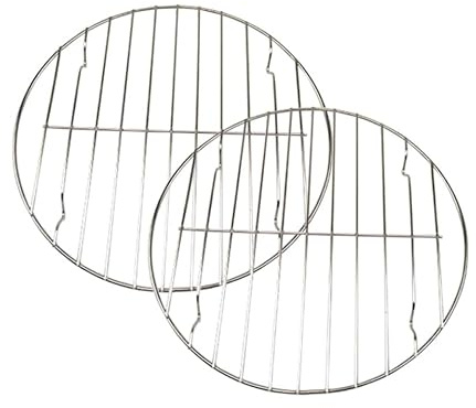 HOMOBABE Parrilla de Barbacoa 2 Piezas 22cm Redonda de Acero Inoxidable