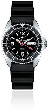 CHRIS BENZ ONE Medium 200M Taucheruhr mit Kautschukband, Tintenfischschwarz, schwarze Lünette