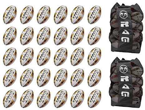 Ram Rugby Gripper 2.0 Pro Trainer Ball Bundle - 30 x balls and 2 bags
