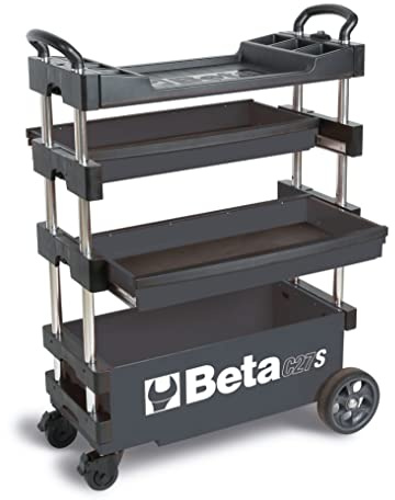 Beta C27S Gray Collapsible Rolling Tool Cart | 200 Pound Load Capacity