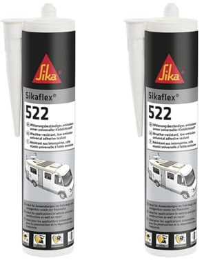 Sikaflex 221 Lot de 2 flacons de 300 ml de ruban élastique permanent, recouvrable, large spectre adhésif pour caravanes et camping-cars
