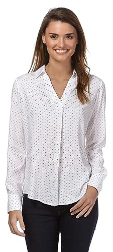 Vincenzo Boretti Blusa, Taglio Giusto, Colletto della Camicia Bianco/Blu Scuro M