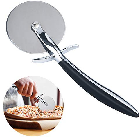 flintronic Rotella Tagliapizza | Ruota in Acciaio Inox | Impugnatura Antiscivolo | Lavabile in Lavastoviglie | Cutter Professionale Cucina Casalinga e Ristorante | Nero