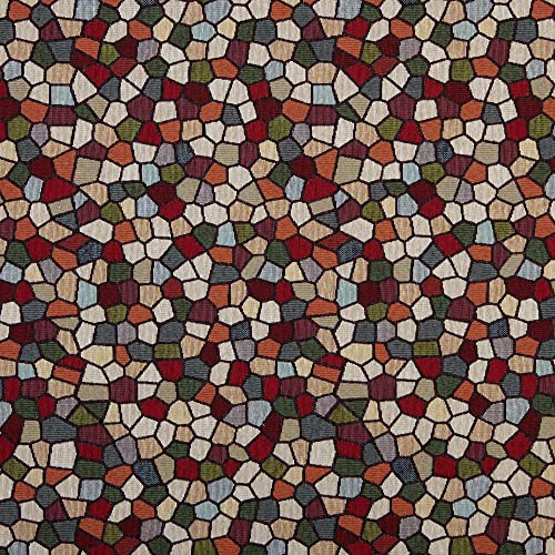 Kt KILOtela - Polsterstoff, Möbelstoff, Jacquard Gobelin, Dekostoff, Modische Accessoires, Tischdecke, Vorhang, oder Dekoartikel, Meterware ab 50 cm, Mosaik, Mehrfarben