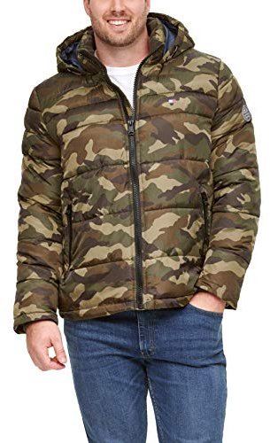 Tommy Hilfiger Hooded Puffer Jacket (Standard And Big & Tall) Cappotto Alternativo in Piuma, Nuovo Camo, XL Uomo