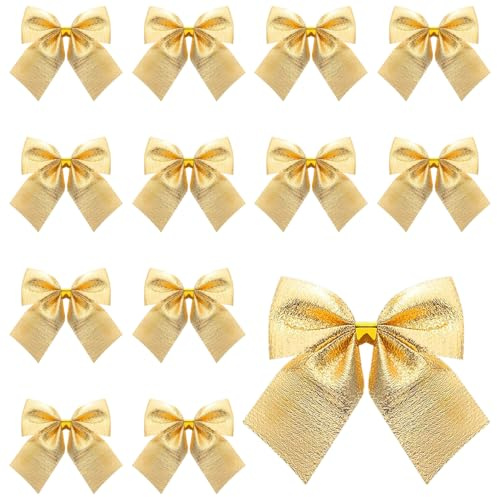 Amosfun Goldene Weihnachtsbaum Schleifen 12Er Set Samt Christbaumschmuck Für Festliche Dekoration Und Geschenkverpackung