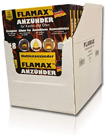 Flamax Kohlenanzünder 1152 Stück - Geschmacksneutral, Kohle, Grillanzünder, Blockform