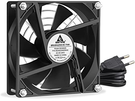GDSTIME AC EC Lüfter 92mm 230V PC Lüfter 220V 92x92x25mm Dual Kugellager | 92mm lüfter 230v gehäuselüfter 92mm 220v Axiallüfter 2400 U/min für pc Computer Serverschrank Kühlschrank