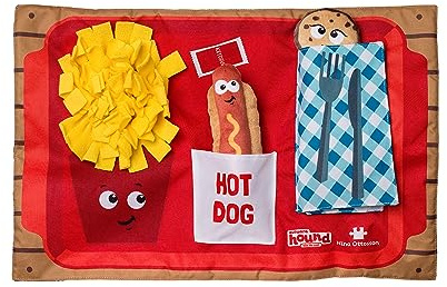 Outward Hound Nina Ottosson Activity Matz Fast Food Fun - Alfombra de estimulación para Perros - Rompecabezas con Tela de Peluche