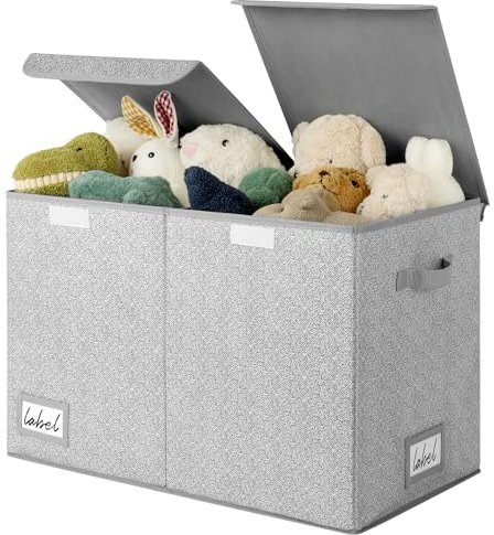 GRANNY SAYS Spielzeug Aufbewahrungsbox, Spielzeugkiste mit Deckel, Faltbar Spielzeugbox mit Deckel Kinder, Aufbewahrungsbox Kinderzimmer mit Griffen, Spielkiste mit Deckel Kinder, Grau Spielzeug Box