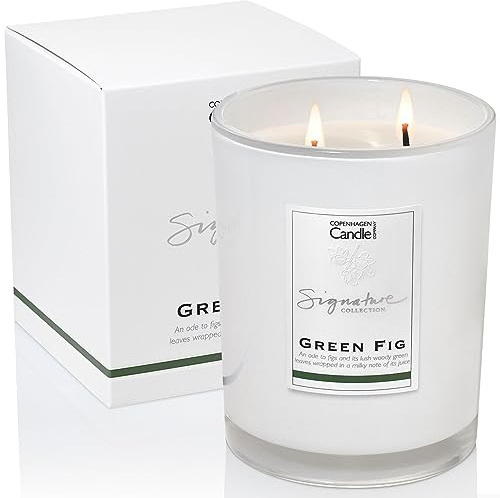 Luxury Scented Candles Gifts for Women | Natural Wax Blend | 65 Hours Burn time | Hotel Collection | The Copenhagen Company - Green Fig (21oz)