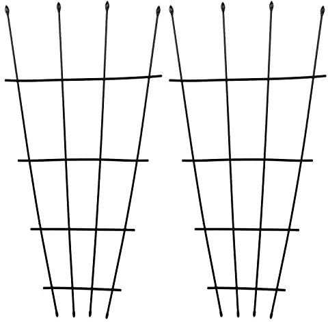 Woodside 1.2m Metal Garden Fan Trellis, Decorative Plant/Flower Pot Support, pack of 2