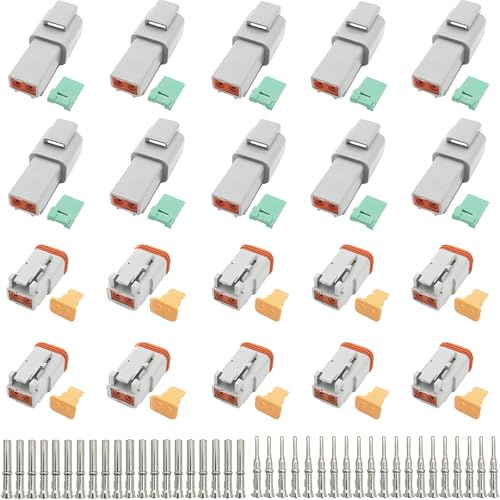 Kfz Stecker, CESFONJER 2 Pin Versiegelt Grau, Stecker und Buchse, Auto Wasserdichter Elektrischer Steckverbinder Stecker 20–16 AWG, für Motorrad, Scooter, Auto, Boote (10 Sets)