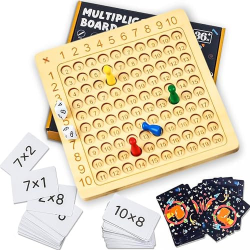JIASHA Multiplikationstafel, Multiplikationsbrett 1x1 Hölzerne Multiplikation Montessori Multiplikation 1-100 Zähltablett Kinderzählspielzeug,Für Kinder Lernspielzeug Geschenk,Lernen Leichtgemacht