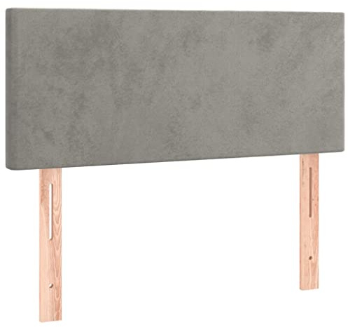 vidaXL Kopfteil, Bettkopfteil mit Holzbeinen, Höhenverstellbar Polsterkopfteil für Bett, Betthaupt Bettzubehör Schlafzimmer, Hellgrau 100x5x78/88cm Samt