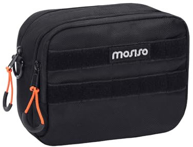 MOSISO Motorcycle Handlebar Bag, Universal Motorcycle Bag for Front Fork, Portable Motorbike Tool Pouch Motorbike Storage Accessory Pouch with Shoulder Strap, Black