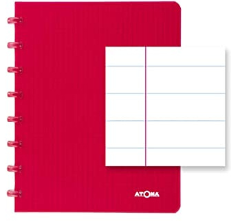 ATOMA Notizbuchsystem - Robust transparent - A5 - rot - Liniert