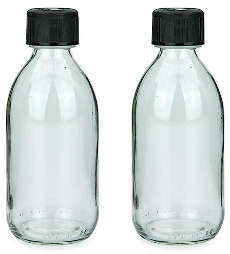 mikken 2 Glasflaschen 250 ml Chemikalienflasche Laborflasche zum befüllen + Etiketten