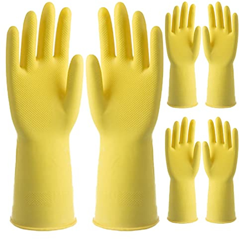 BAMFY 3 Paare rutschfest Putzhandschuhe Wiederverwendbar Haushaltshandschuhe for Sicher Und Komfortabel Küche Reinigung Gummihandschuhe (Color : Gelb, Size : XL)