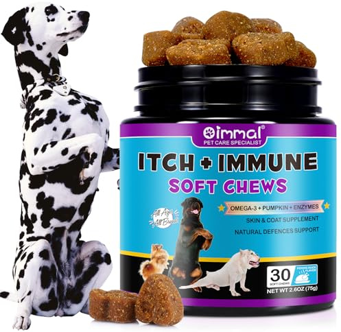 Kausnacks Gegen Juckreiz Und Immunität Bei Hunden, Lindert Immunität Bei Haustierallergien,Juckende Haut Bei Und Gesünderes Fell,Stoppt Das Pfotenlecken,Lindert Juckreiz Für Alle Rassen Und Größen–30P