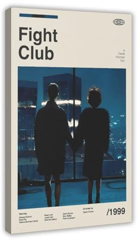 EYEZER Fight Club Vintage-Film-Poster, Leinwand-Poster, Wandkunst, Dekor, Bild, Gemälde für Wohnzimmer, Schlafzimmer, Dekoration, Rahmen-Stil, 60 x 90 cm