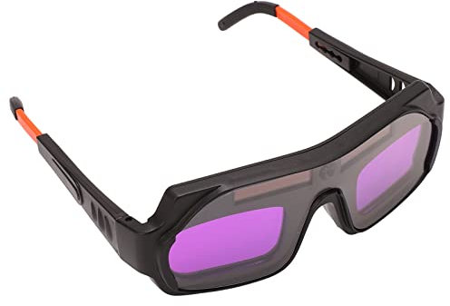 Solar Auto Darkening Welding Goggle, Clear View PC Lens, Fast Dimming, Protection From Harmful Light, Adjustable Comfortable, 10 Replacement Goggles for Welding