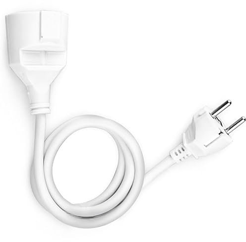 Weißes Stromkabel, Flexibles Verlängerungskabel, 1 m, mit Kinderschutz