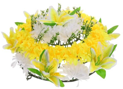 Garneck Trauerkranz Aus Kunstblumen Für Friedhof Realistischer Gedenkring Mit Lebendigen Farben Für Beerdigungen Und Trauermomente Pflegeleicht Montage Für Friedhof