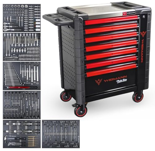 WIDMANN Master Series (WM-MS7) Chariot à outils en acier avec outils Noir