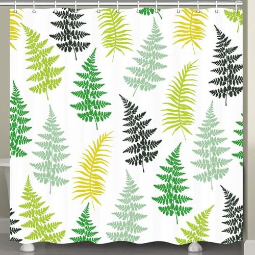Luowenji Duschvorhang 240x200 Anlage Shower Curtains 3D Duschvorhang Farn Antischimmel Duschvorhänge für Badewanne Waschbar Textil Badezimmer Vorhang 8007L