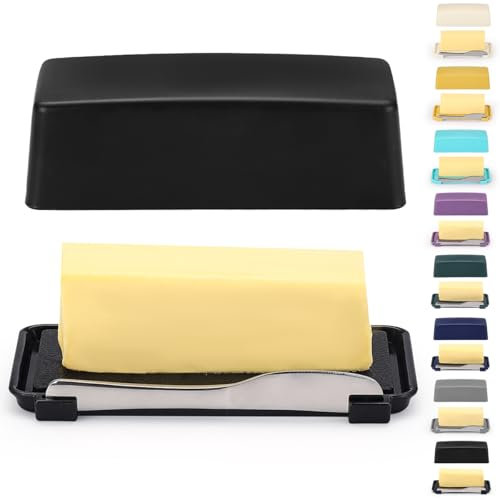 Butterdose Mit Deckel Für Arbeitsplatte, Kyraton Butterdose Mit Edelstahl-Mehrzweck-Buttermesser, Butterbehälter, Küchengeschenk Für Ehefrau, Mutter