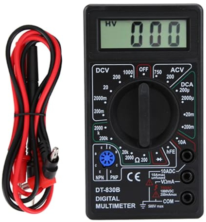 DT-830B Multímetro Digital LCD Portátil Multifuncional Amp Volt Ohm Tester Voltímetro Ohmímetro Medidor (DT-830B negro)