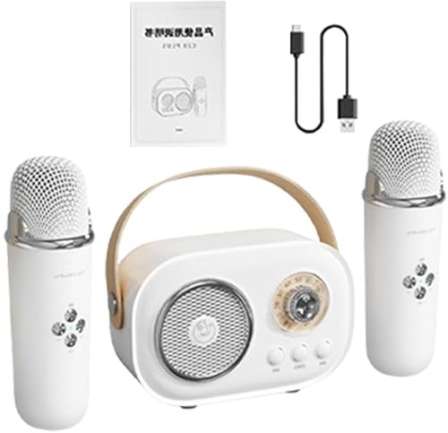 Kit altoparlante karaoke wireless, set microfono altoparlante karaoke per | bambini, Karaoke con due microfoni - Microfoni da canto portatili con cavo di ricarica Home Entertainment