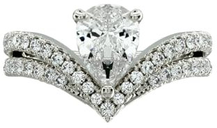Molioaki Verlobungsring Damen 925 Sterling Silber/9K/14K/18K Gold Eheringe Frauen Ringe 1.36-3.36 ct 5A Zirkonia/Moissanit/Laborgezüchteter Diamant Personalisierte Individuelle Gravur Ring-Pear