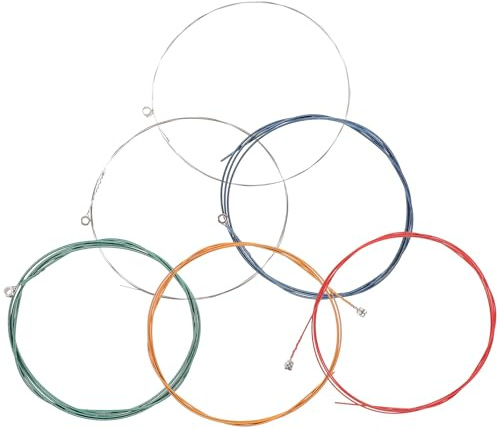 Bunte Akustikgitarrensaiten 6 Stück für Anfänger, Stahl, Klar | Sechskantkern mit Rostfreier Beschichtung, Kräftige Töne, Passend für Gitarristen und Einsteiger