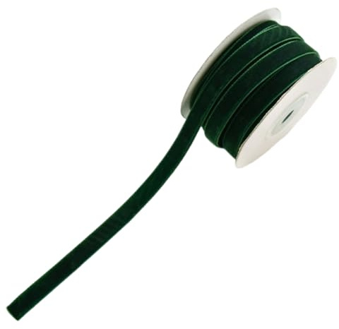 CABODYALS 20M 3/8 Zoll Grün Samtband Vintage Dunkelgrünes Dekoband Breites Geschenkband Schleifenband Schmuckband Samtborte für Geschenkverpackung Brautstrauß Basteln Geburtstag Hochzeit Dekoration