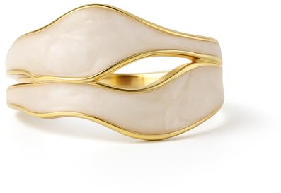 EVERSHINE JEWELLERY Vintage Unique 14K Gold Plated Adjustable Wave Ring for Women – Waterproof, Non-Tarnish, Hypoallergenic Stackable Ring for Women Open Band Thumb & Minimalist Jewelry Gift