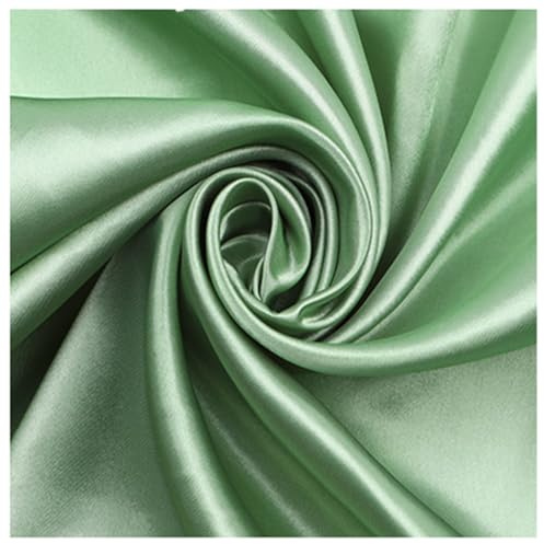 AMateschitz Tissu de doublure en satin au mètre - Tissu en polyester doux - Tissu en coton à coudre - Couleur unie - 28 couleurs - Pour robes, vestes, manteaux, pantalons, jupes, meubles - Vert soja