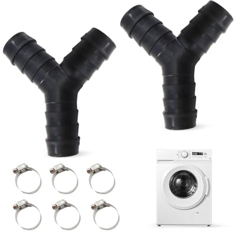 Y-Verteilerstück Schlauchschellen, 2 Sets Y-Schlauchverbinder Ablaufschlauch hitzebeständig für Geschirrspüler und Waschmaschinen (A) [Energieklasse A](20 mm)