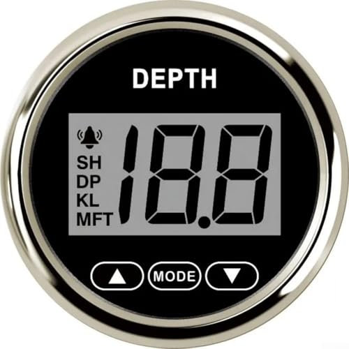 Depth Gauge Indicator 52mm for For fishing Boats Anti Fog, Vibration Resistant, IP67 Waterproof Design (gray)