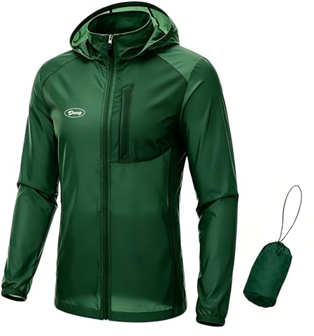 Men's Packable Cycling Jacket, Lightweight UPF 50+ Windbreaker with Hood