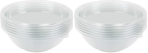 GUILLIN - FESTIPACK SL2200C SACHET DE 6 Saladier Rond 2200Cc avec Option Couvercle, Polyéthylène, Transparent, 26 x 26 x 6,2 cm, Translucide (Lot de 2)