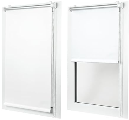 MakoStyl Rollos für Fenster Ohne Bohren - Verdunklungsrollo Weis 130 cm Breite x 150 cm Höhe - Doppelrollo Klemmfix Ohne Bohren - Fenster Rollos für Innen 100% Blackout - Verdunkelnd Duo Rollo