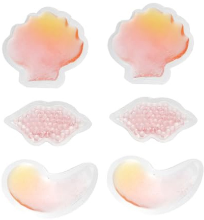 HOUDERCO 6 Stück Wärme und Kälte Gelkompressen für Augen und Lippen Wiederverwendbare Kühl und Wärmepacks mit Gelkügelchen Mikrowellengeeignet Schmerzlindernd für Make Up Entfernung